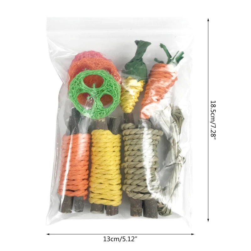 13ME 9 PCS Bunny Chew Toys Hamster Toys for guinea pigs Rabbits Squirrels Gerbils