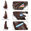 حقيبة صدر من الجلد الطبيعي من SCHLATUM للرجال، حقيبة كتف متعددة الوظائف، حقيبة كتف كبيرة الحجم، حقيبة كتف أنيقة كاجوال