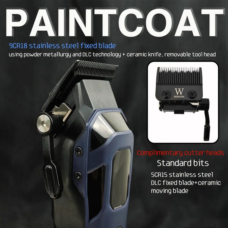 WMARK NG-8080 BK-BL1T Professional Hair Clipper Trimmer 9000/7800RPM DLC Blade LED Display Men's Haircut Machine With Base