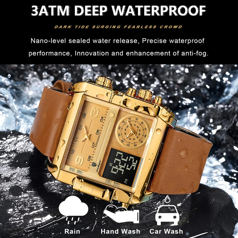 POEDAGAR Luxury Man Watch Quartz Waterproof Luminous Date Chronograph Leather Men Wristwatch Military Sports Men's Watches Reloj