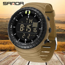 SANDA Men's Electronic Watch Outdoor Sports LED Analog Digital Alarm Clock Chronograph Multifunction Waterproof Men's Wristwatch