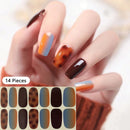 New 16 Strips Autumn Nail Stickers Full Cover Nail Patch Leopard Print 3D Nail Stickers Nail Polish Strips DIY Nail Art Making