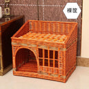 HONEY PET Universal Summer Cool Rattan Cat Nest Double Layer Cage House Villa Nest Accessories All-Season Summer Cat Accessories