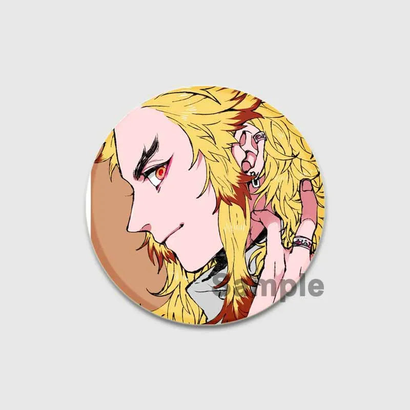 58/32/44mm Anime Demon Slayer Round Brooches Cartoon Lapel Pins Cosplay Badges Backpack Clothes Bag Jewelry Accessories Gifts