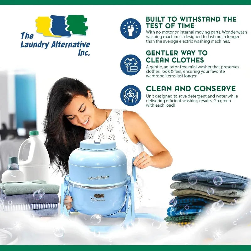 WonderWash Portable Washing Machine for Apartment & Tiny Spaces - Manual Hand Clothes Washer with Retro Design