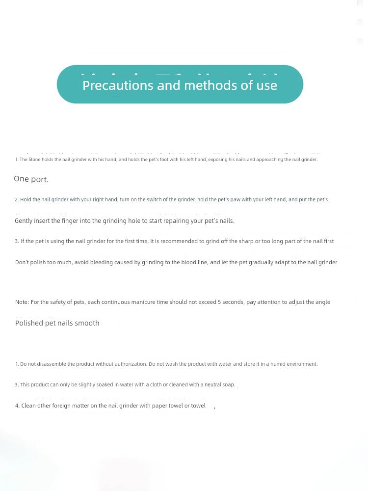 Sugar Glider Nail Piercing Device Electric Nail Scissor Small Pet Flying Hamster Squirrel Parrot Hedgehog Scissors No Hook Safety Sound