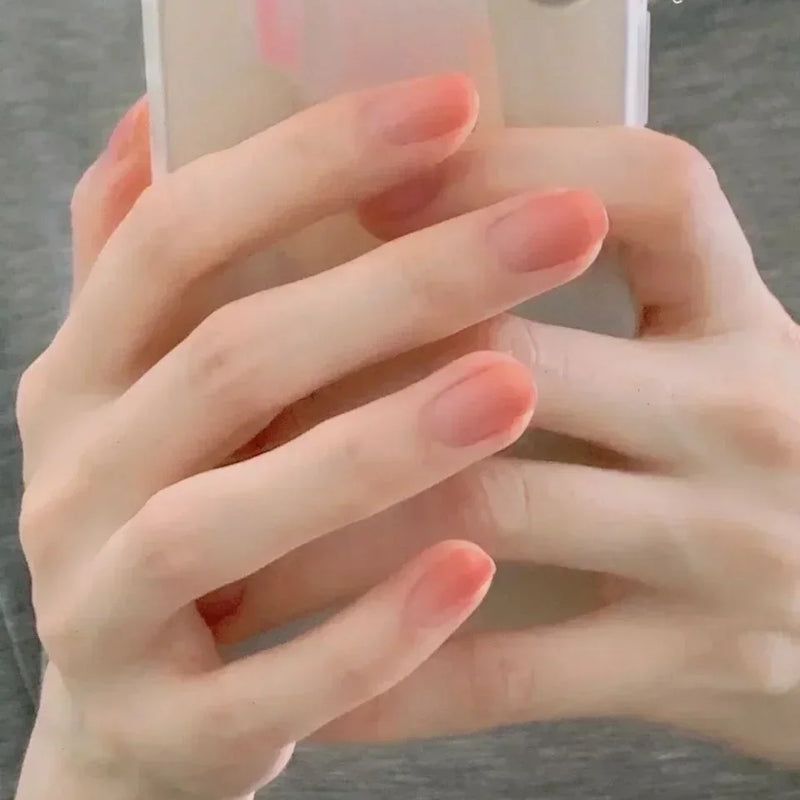 24pcs Wine Red Long Round Coffin Fake Nails With Glue Finished Art Full Cover Artificial Wearing False Nails Press On Nails Set