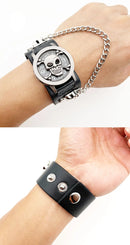 Classic Flip Design Punk Skull Men's Wrist Watch Stainless Skull Chain Elements Cool Fashion for Cosplay Lovers Watches