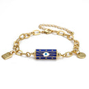 Lucky Eye Cuban Link Chain Evil Eye Charm Enamel Bracelet Adjustable Round Pendant Bracelet for Women Girls Men Jewelry BT338