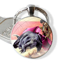 Bullfighting Spanish Bullfight Pattern 25mm Glass Cabohcon Keychain Key Rings for Women Men Jewelry Gift