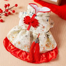 Practical Chinese Style New Year Pet Dress Plush Creative Pet Princess Skirt 4 Size Wind Resist Dog New Year Costume Keep Warm