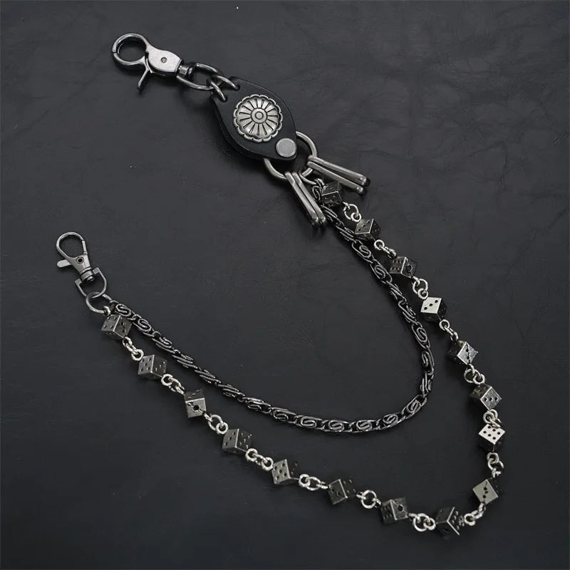 Men's Motorcycle KeyChain Jean Biker Wallet Belts Chain Skull Charm Leather Gothic Rock Pants Trousers Waist Key Men's