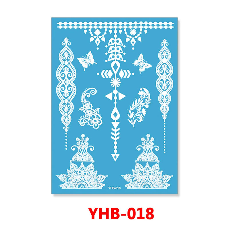 1PC Hanna Lace Tattoo Sticker White Silk Printing Waterproof Disposable Tattoo for Arm Sexy Bracelet