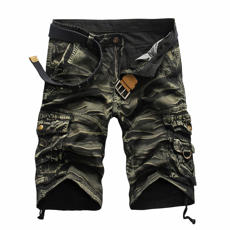 Summer New Men Cool Camouflage Cargo Shorts Straight Casual Pants Mens Multi-Pocket Loose Five-Point Short Pant Brand Streetwear