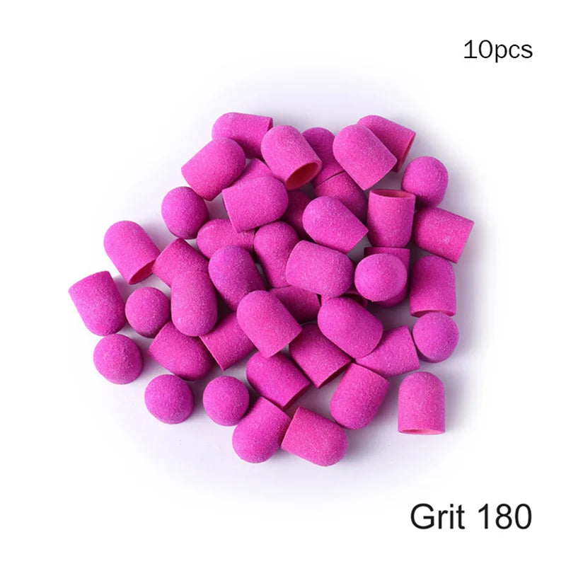 5/10/20pcs 13*19mm Nail Sanding Caps Nail Drill Bit Sanding Bands for Gel Remover Pedicure Caps Nail Polishing Manicure Tools
