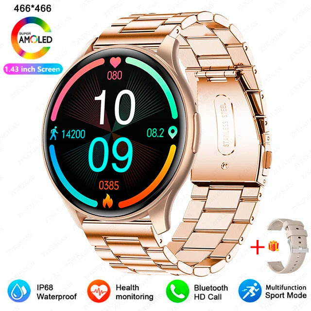 2024 New For Xiaomi Huawei 1.43 inches Bluetooth Call Smartwatch Women Men AMOLED 466*466 HD Pixel Display Smartwatches Ladies