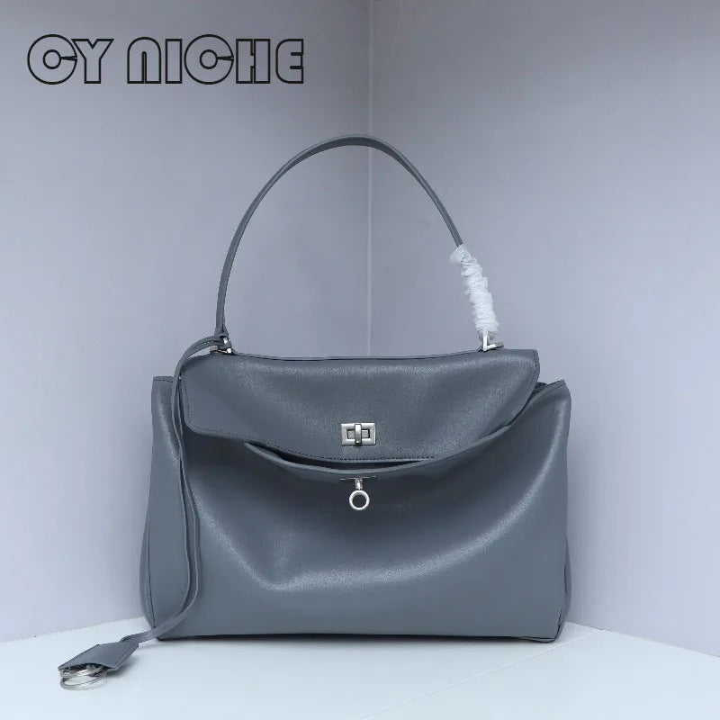 CY NICHE2024Genuine Leather Women's Tote Bag Lazy Bag Rodeo Briefcase Handbag Underarm Bag Large Capacity Crossbody Shoulder Bag