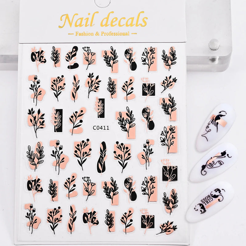 1 Pc Nail Strip Stickers Black/Gold/Rose Gold/Silver Metal Strip Tape Nail Art Adhesive DIY Foil Tips Nail Sticker Decals NK11