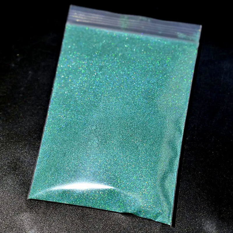 Polvo de purpurina holográfica plateada para uñas, 24 colores, brillante, 0,2 mm, para manicura DIY, 50 g/bolsa