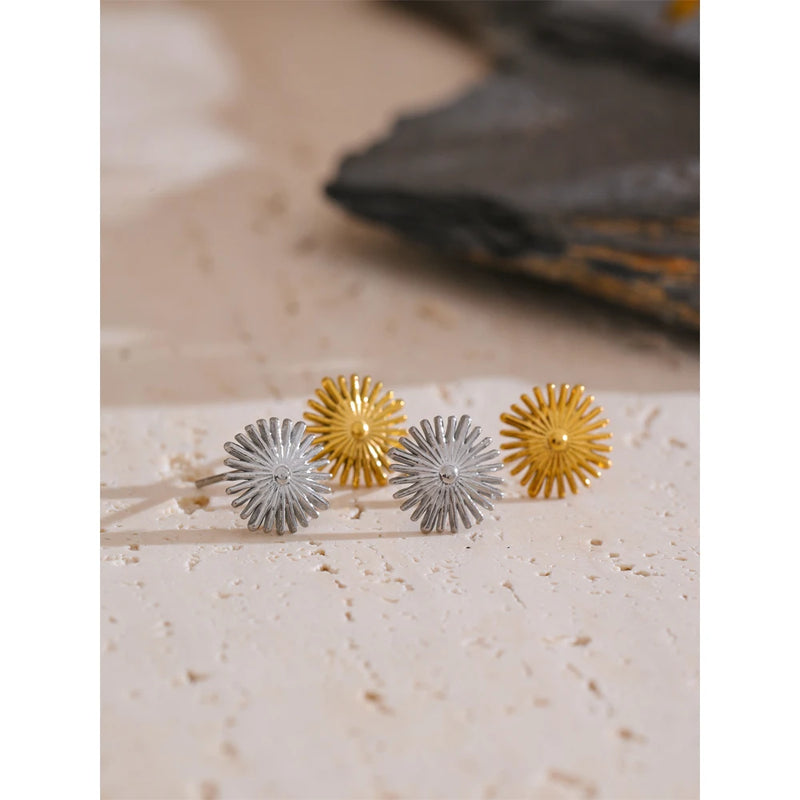 Yhpup 316L Stainless Steel Small Flower Daily Stud Earrings for Women Waterproof Metal Versatile Attractive Jewelry Gift