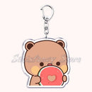 Llavero con diseño de Bubu Dudu, pareja de enamorados, oso panda, accesorios para bolso, colgante, joyería, regalos para amantes.