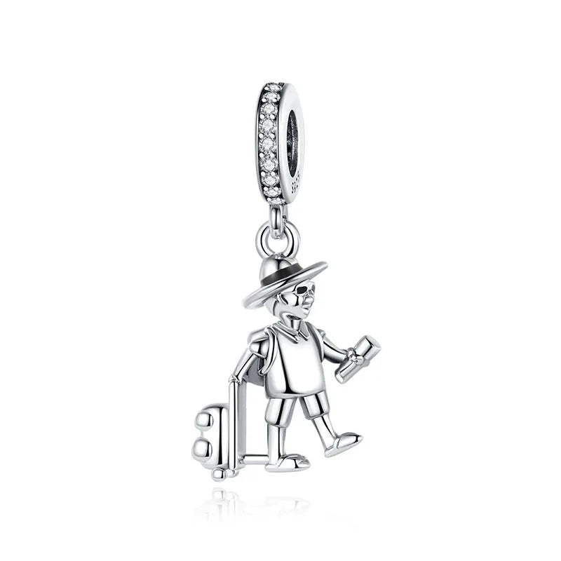 925 Sterling Silver Boy Girl and Heart Shape Pendant Charm Couple Lovers Bead Fit Pandora Original Bracelet DIY Jewelry Making