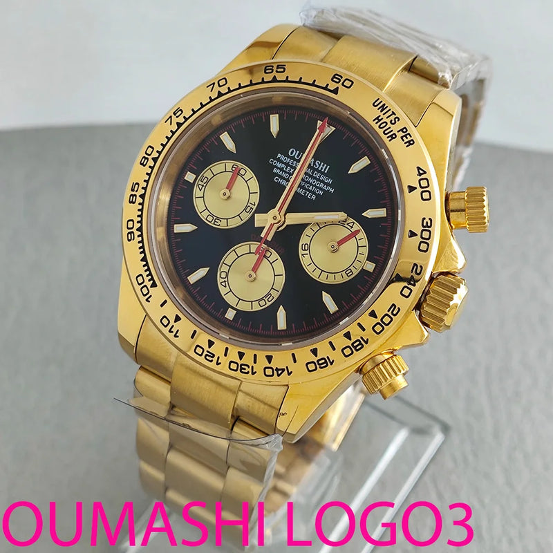 Luxury 39.3mm quartz Chronograph Business Watch Men's VK63 Sport Sapphire Glass Meteorite dial Ceramic bezel vk63 watch