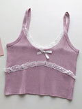 HELIAR Women Lace Bowknot Tops Female Plain Straps Tank Tops Streetwear Camisole Cute Crop Tops For Women 2023 Summer