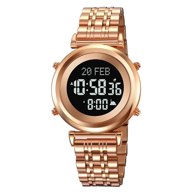 SKMEI 2139 Steel Muslim Azan Digital Watch Mens Back Light Waterproof  Wristwatch Prayer Qibla Compass Alarm Clock watch 1861