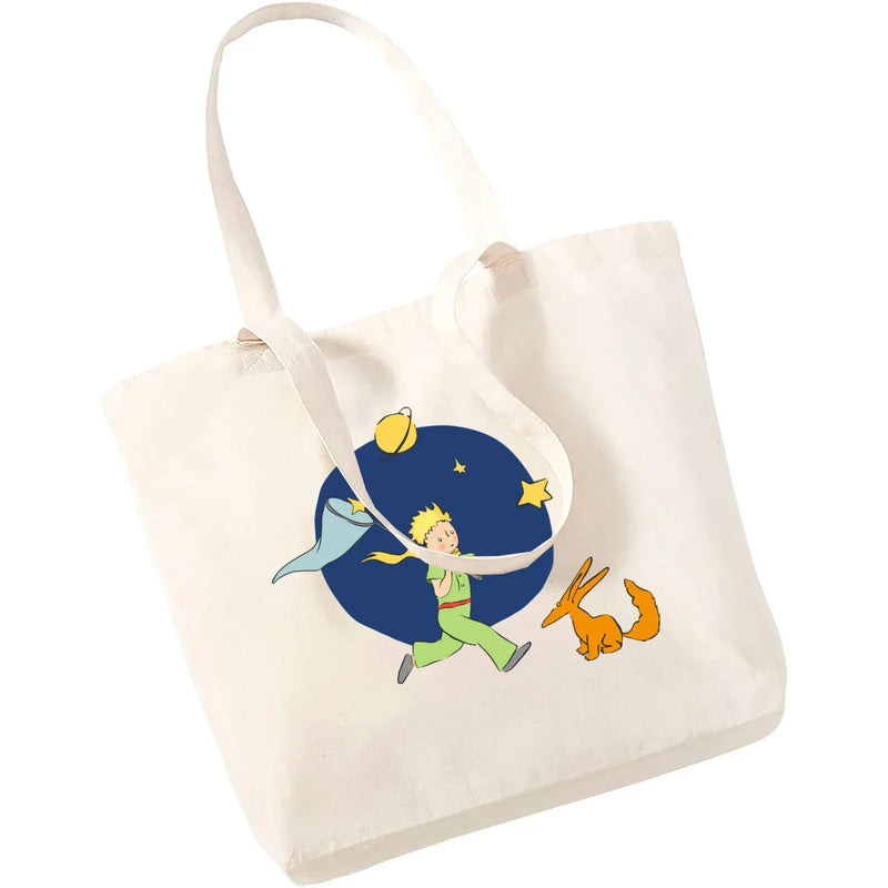 Cartoon Earth Space Little Prince Shopping Bag Women Pattern Handbag Casual Large Top-handle Bags for Women