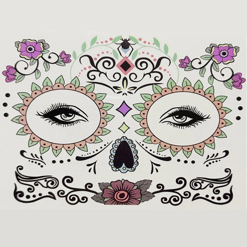 Face Festival Tattoo Costume Party Stickers Halloween Waterproof Temporary Tattoo Stickers Makeup Body Dress Up Decoration