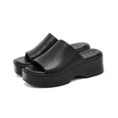 Summer Slope Heel Thick Sole Women's Slippers 2023 New Simple Soft Sole EVA High Heel Slippers Wearing Beach Anti Slip Slippers