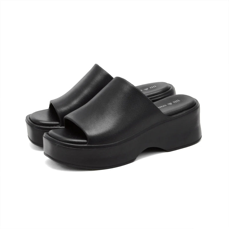 Summer Slope Heel Thick Sole Women's Slippers 2023 New Simple Soft Sole EVA High Heel Slippers Wearing Beach Anti Slip Slippers