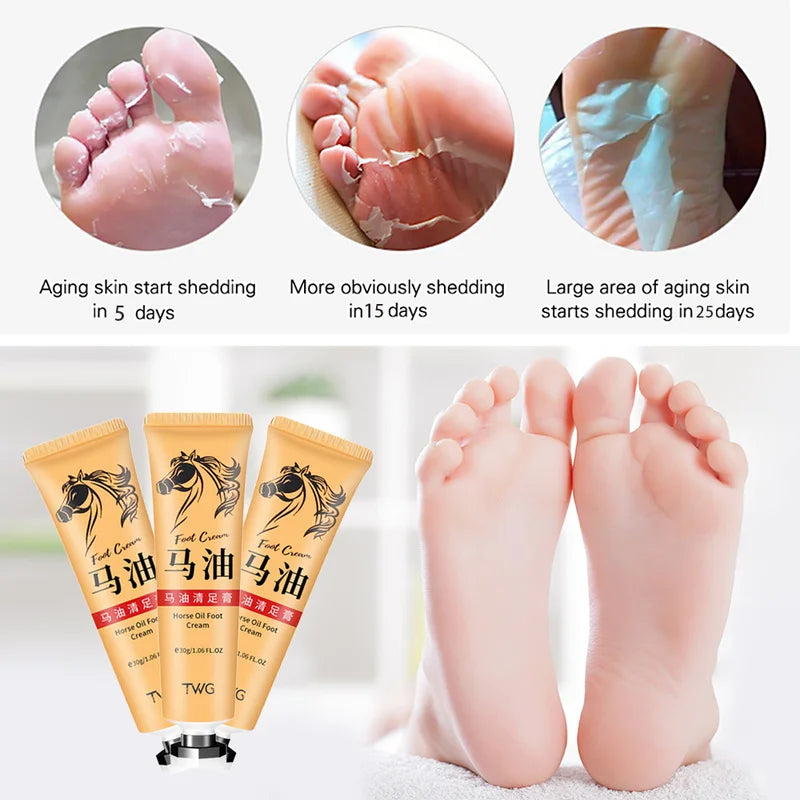 Foot Cream Heel Repair Horse Oil Cream Smooth Removal Dead Skin Callus Anti-Drying Hand Feet Skin Care 30g