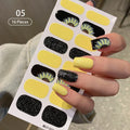 New 16 Strips Autumn Nail Stickers Full Cover Nail Patch Leopard Print 3D Nail Stickers Nail Polish Strips DIY Nail Art Making