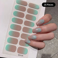 16Tip White Pink Full Cover Nail Sticker Self-Adhesive Simple Gradient Effect Full Nail Wraps DIY Nail Art Making Manicure Autum