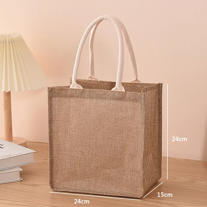 Linen bag Hand-painted cotton sacks Jute portable imitation sacks Linen bags Shopping bags Laminated bags