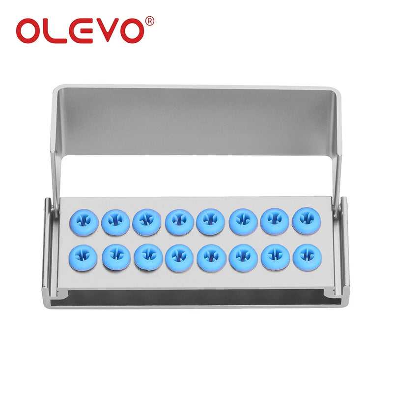 OLEVO Aluminum Dental Burs Holder Sterilizer Case Drills Block for High/Low Speed Bur Organizer Box With Silicone Autoclavable