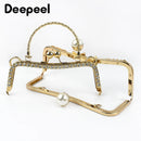 1Pc Deepeel Retro Square Embossed Bag Handles Metal Handmade Sewing Brackets Kiss Clasp Handbag Purse Frame Handle Accessories
