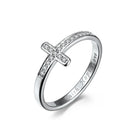 Stainless Steel "Faith Hope Love" Engraved Pave CZ Cross Ring Wedding Band for Women Men Size 5-10
