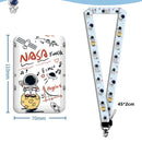 Cartoon Astronaut Card Holder Business Card Holder Cute Credit Card Holders with Lanyard ID Holders Badge Bus Card Cover Case