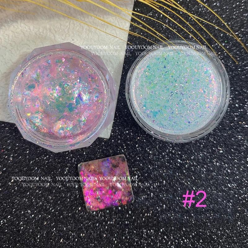 1Jar Aurora Chameleon Snowflake Ultra-Thin Iridescent Nail Sequins Holographic Opal EyeShadow Ice Glitter Nail Chameleon Flakes