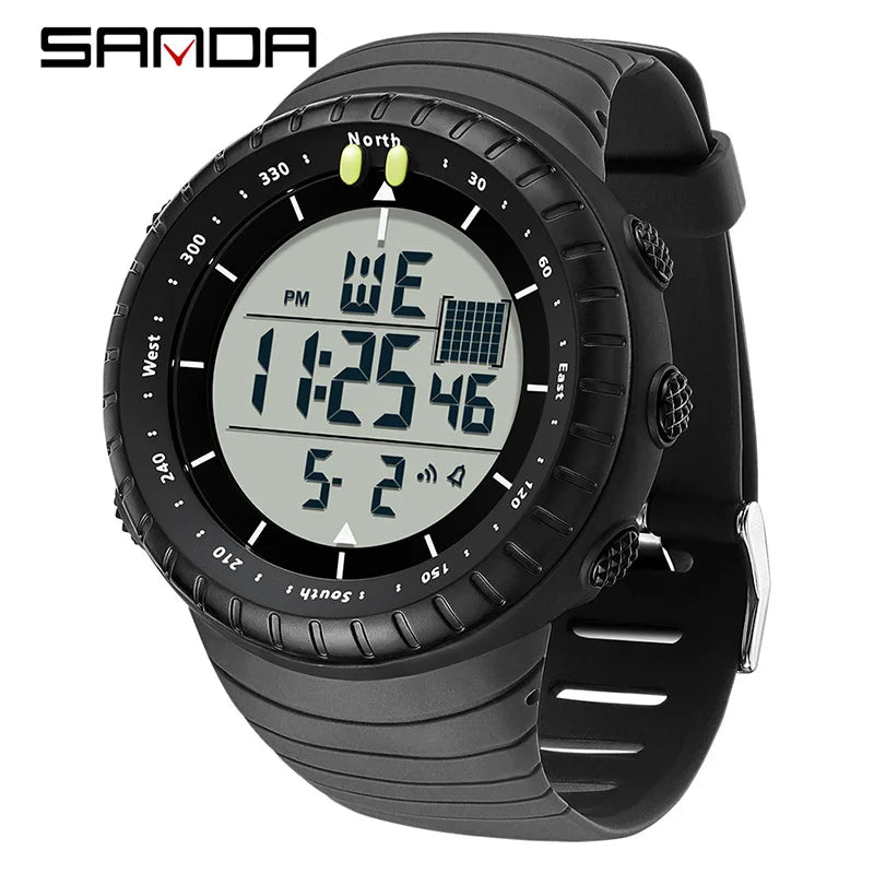 SANDA Men's Electronic Watch Outdoor Sports LED Analog Digital Alarm Clock Chronograph Multifunction Waterproof Men's Wristwatch