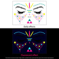 1Pc UV Neon Butterfly Flower Face Tattoo Stickers 14*15cm Waterproof Fluorescent Body Sticker for Club Party Makeup Face Sticker
