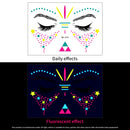 1Pc UV Neon Butterfly Flower Face Tattoo Stickers 14*15cm Waterproof Fluorescent Body Sticker for Club Party Makeup Face Sticker