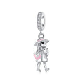 925 Sterling Silver Boy Girl and Heart Shape Pendant Charm Couple Lovers Bead Fit Pandora Original Bracelet DIY Jewelry Making