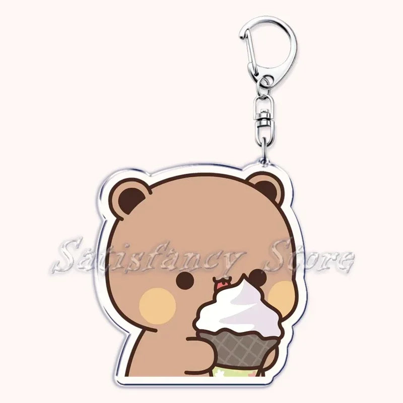 Llavero con diseño de Bubu Dudu, pareja de enamorados, oso panda, accesorios para bolso, colgante, joyería, regalos para amantes.