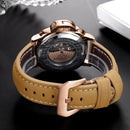 Automatic Watches for Men Mechanical Genuine Brown Leather Yellow Green Military 44mm Luxury Rose Gold Reloj Hombre Baratos