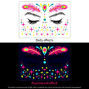 1Pc UV Neon Butterfly Flower Face Tattoo Stickers 14*15cm Waterproof Fluorescent Body Sticker for Club Party Makeup Face Sticker
