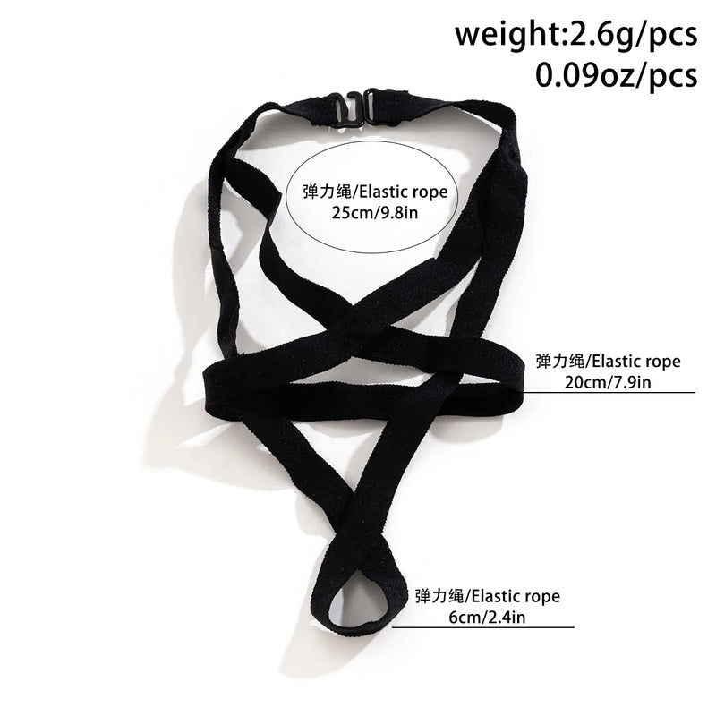 Lacteo Gothic Black Elastic Band Anklet Women Trendy Cross Bracelet On Leg High Heel Anklets Jewelry Party Ladies Accessories